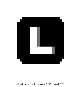 Pixel font L black and white