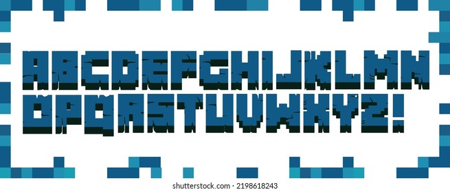 pixel font letters alphabet blue