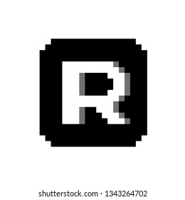 Pixel font R black and white