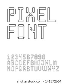 Pixel font set. Letters and digits (vector version)