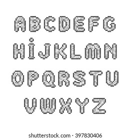 Pixel font. Vector alphabet set