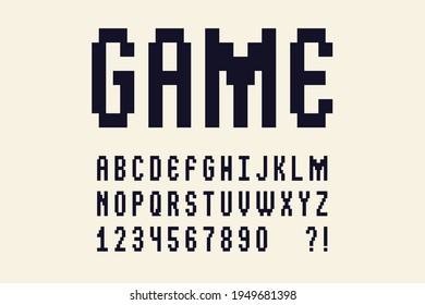 Pixel Font Video Computer Game Design 8 Bit Retro Letters And Numbers Vector Alphabet