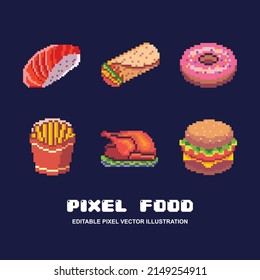 Pixel food set icon design vector