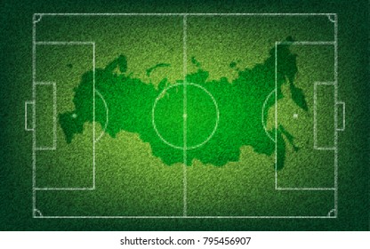 Pixel football banner. Vector illustration. Sports 2018 trends, vector illustration. Green footbal field pixel background