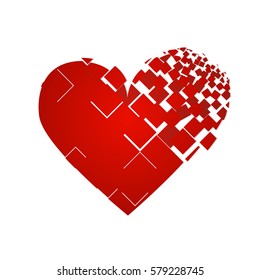 Pixel fragmentation of valentine´s hart