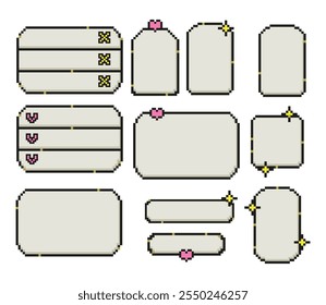 Pixel frame border banner set collection retro 8-bit vector