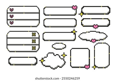 Pixel frame border banner set collection retro 8-bit vector