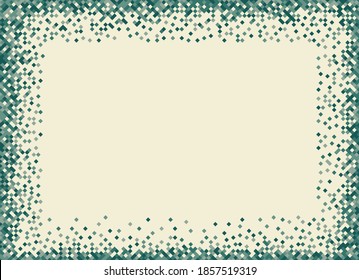 Pixel frame. Green random squares. Space for text. Vector illustration.