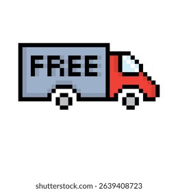  pixel free delivery Truck  icon vector  pixel art shipping icon  8 bit game logo