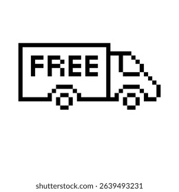  pixel free delivery Truck  icon vector  pixel art shipping icon  8 bit game logo