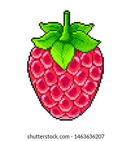 Pixel fresh raspberry detailed illustration isolated vector