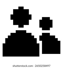 Pixel friend icon vector, a retro-style representation of connection and social networking. Perfect for gaming, digital communities, or nostalgic designs symbolizing companionship and social ties.