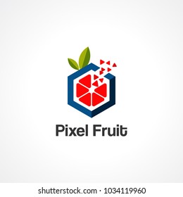 pixel fruit logo vector, icon, element, and template for business