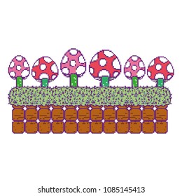 pixel fungus plant in glass wall scene