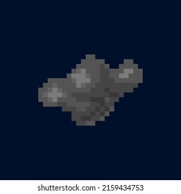 Pixel juego asteroide cuerpo celestial meteorito o meteoroide aislado píxel arte cayendo icono de roca. Piedra vectorial del espacio, cuerpo celestial cometa. Pequeño cuerpo metálico rocoso en galaxia, meteoroide o meteorito