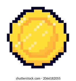 Pixel game element. Game pixel art magic items, digital pixelated lives bar and menu button.