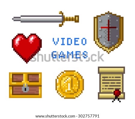 Pixel game icons