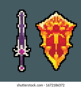 Iconos de juego de píxeles. 8 bits. 