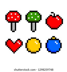pixel game icons vector