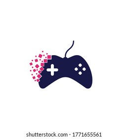 pixel game logo design vector illustration. Game Logo Design Template. Stick Game Icon Logo.