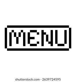 Pixel game menu button. Vector art 8 bit UI element. Retro gaming interface symbol.