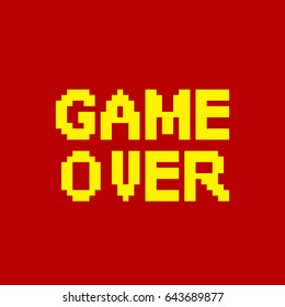 Pixel Game Over. 8-bit Pixel Game Over. Vector.