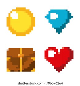pixel game set icons arcade retro
