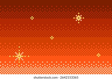 Pixel game sky background. Videogame red dither texture.