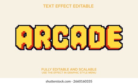pixel game text effect vector editable
