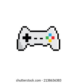 pixel gamepad icon vector. pixel art joystick sign for 8 bit games