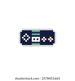 Pixel gamepad icon vector. Gamepad logo for console. Game joystick. 8 bit game controller icon. Gamepad in pixel 16 bit style 80s.