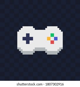 Pixel gamepad on transparent background. Textiles, print, t-shirts, web. Vector illustration.