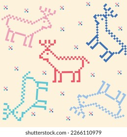 Pixel gaming pattern design with little deers