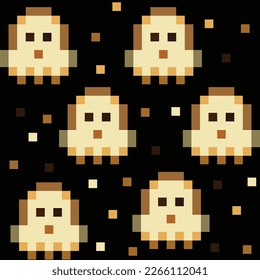 Pixel gaming pattern design with little character