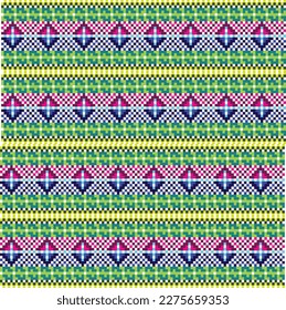 Pixel gaming pattern with fabric texture background