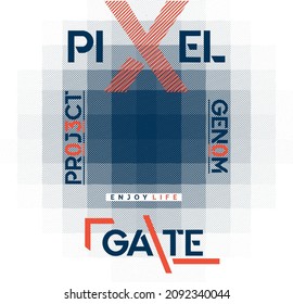 Pixel Gate Art T-Shirt Typography Sweatshirt Graphic Design 