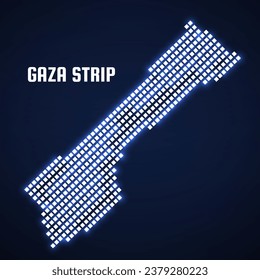 Pixel Gaza Strip map glowing style. Vector illustration