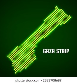 Pixel Gaza Strip map glowing style. Vector illustration