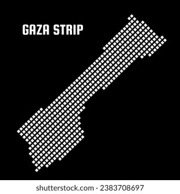 Pixel Gaza Strip map isolated on black background. Vector illustration