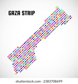 Pixel Gaza Strip map isolated on white background. Vector illustration