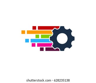 Pixel Gear Icon Logo Design Element