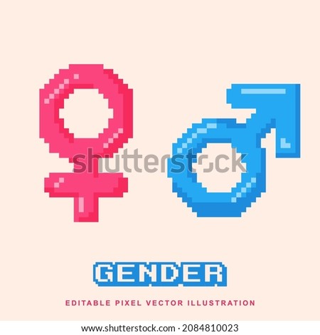 Pixel gender icon vector illustration for video game asset, motion graphic and others