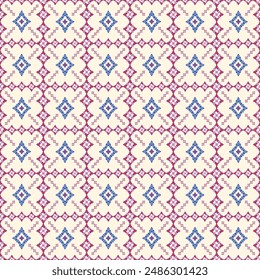 Pixel geometric abstract ethnic textile seamless pattern design.