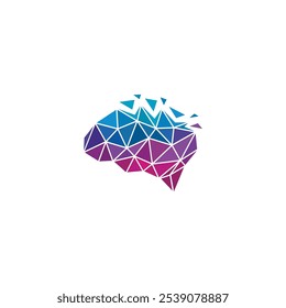 Modelo de vetor de design de logotipo cerebral geométrico Pixel