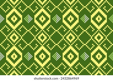 Pixel Geometric ethnic floral pattern Thai silk embroidery design for decorative home carpet curtain pillow blue geometric pattern 