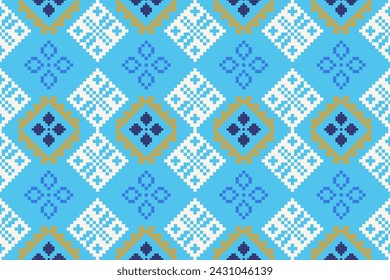 Pixel and Geometric ethnic oriental pattern traditional design for clothing fabric textile Aztec African Indonesian Indian seamless pattern fabric print cloth dress ca