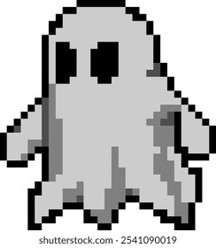 fantasma Pixel, 8-bit, ilustração vetorial, halloween, 16-bit, design, 10EPS