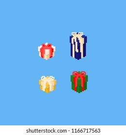 Pixel gift box set.8bit christmas.