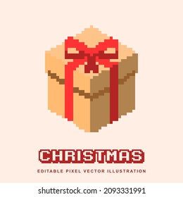 Pixel gift icon vector illustration for video game asset, motion graphic and others