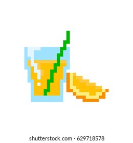 Pixel glass of orange juice